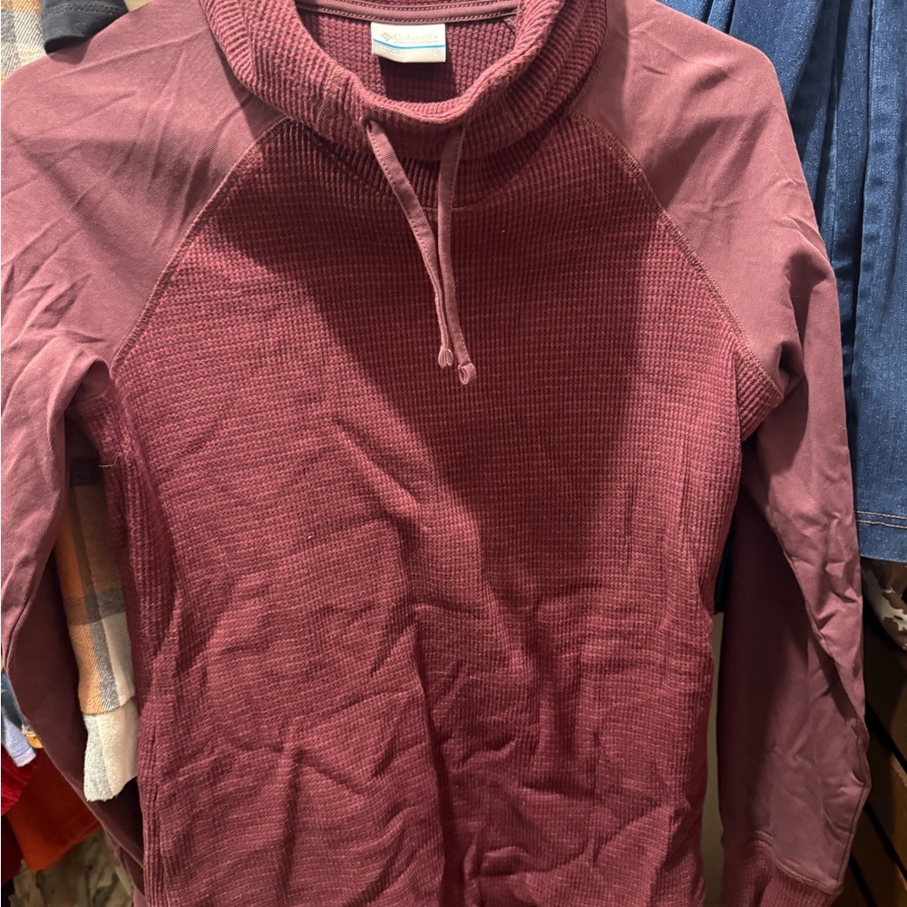 Columbia Maroon Waffle Knit Top